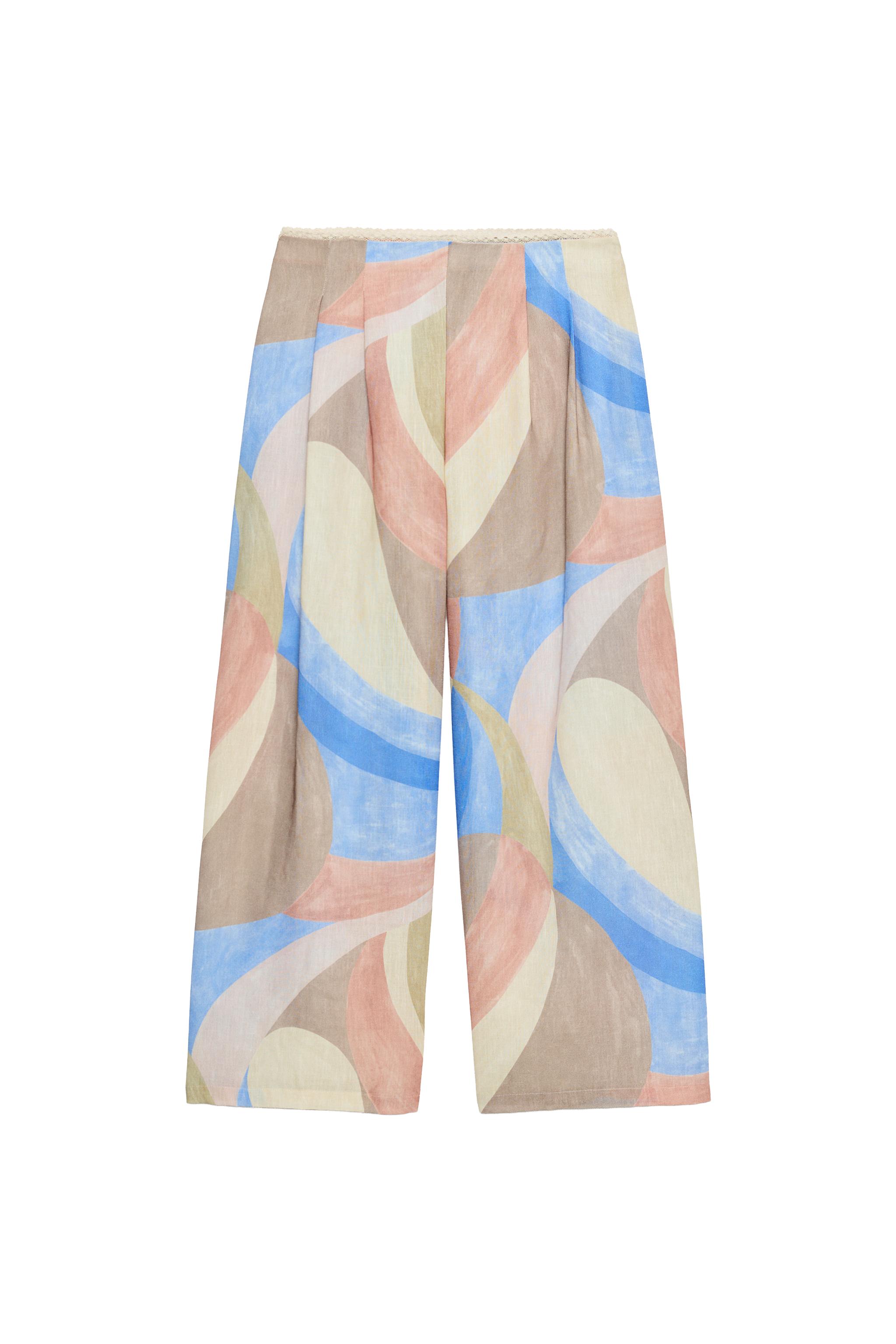 PRINTED WIDE-LEG PANTS