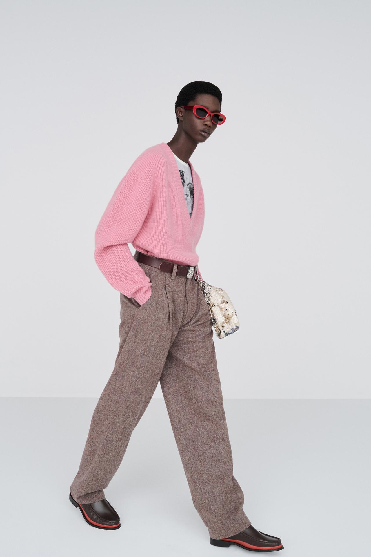 100% CASHMERE V-NECK JUMPER — Pink