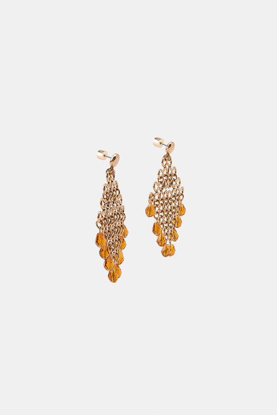 METAL AND BEADED EARRINGS - Golden by Zara - Image 2