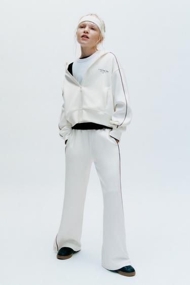 Zara WIDE LEG QUALITY MODAL PANTS - Ecru