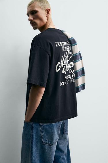 SWEAT MANCHES COURTES À INSCRIPTIONS IMPRIMÉES - Noir de Zara - Image 6