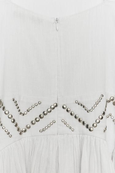 CHIFFON DRESS WITH RUFFLES AND STUDS - Light blue by Zara - Image 6