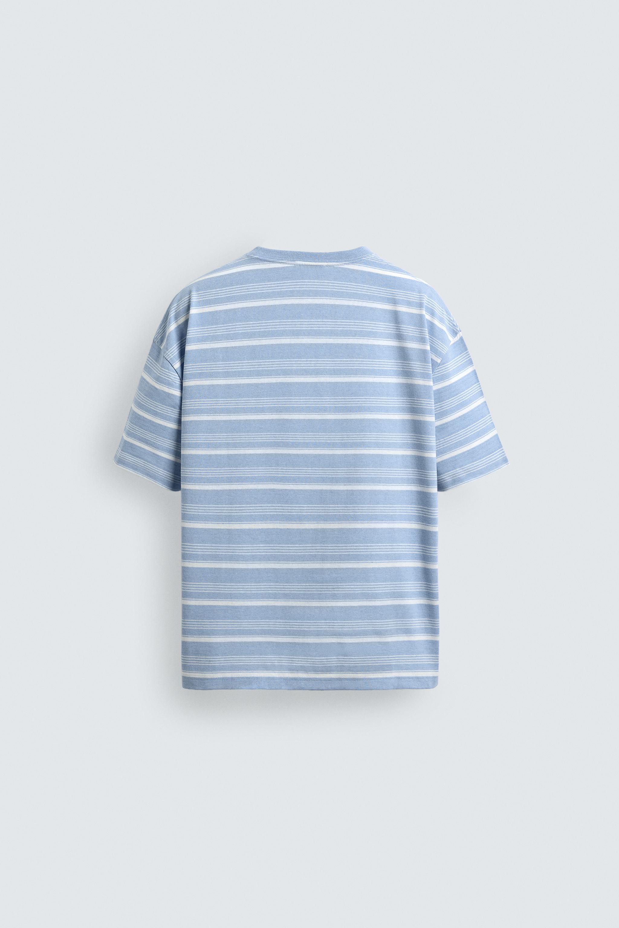 WASHED STRIPED T-SHIRT - Light blue | ZARA United States