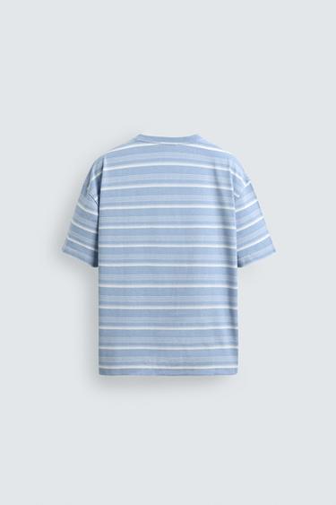 WASHED STRIPED T-SHIRT - Light blue by Zara - Image 7