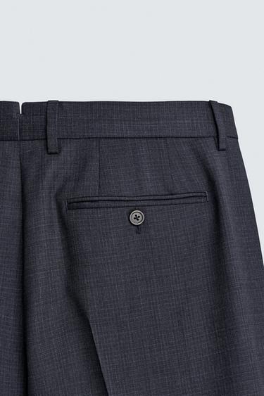 REGULAR FIT 100% WOOL TEXTURED SUIT TROUSERS - Navy blue by Zara - Image 7
