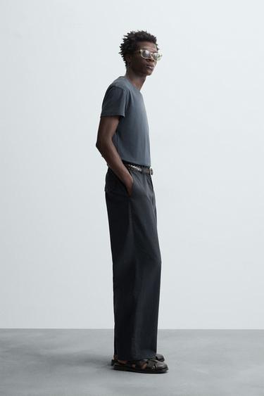 PANTALON REGULAR FIT STRUCTURÉ - Bleu marine de Zara - Image 3