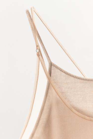 DOUBLE-EFFECT TULLE HALTER TOP - Beige-pink by Zara - Image 6