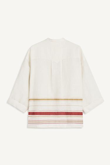 PSTND SHRT - White / Red by Zara - Image 4