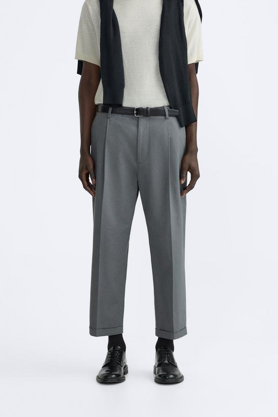 Cotton Sateen Trousers Grey - Regular Fit - Lowes Menswear