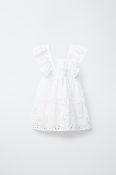 ROBE À TEXTURE FLEURS BRODÉES - Blanc de Zara - Image 1