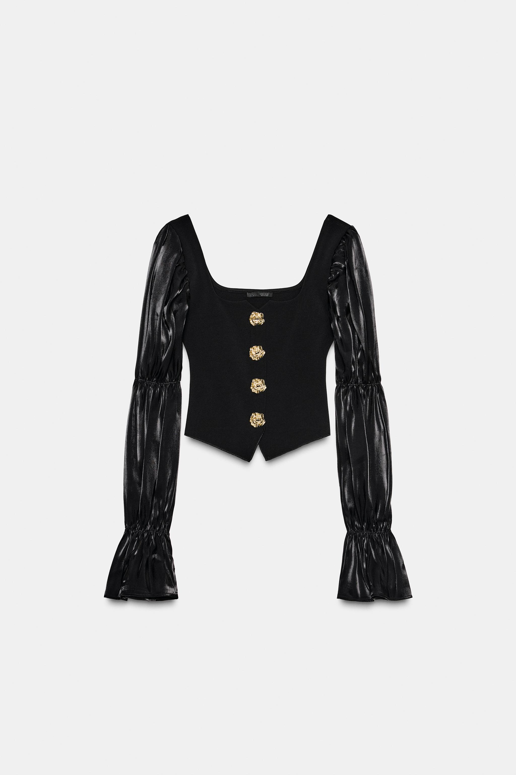 MATCHING BUTTON STRETCH TOP - Black | ZARA United States