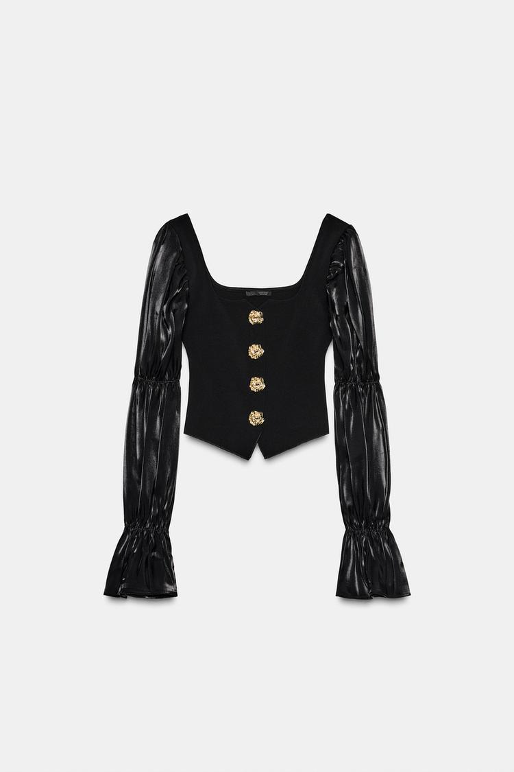MATCHING BUTTON STRETCH TOP