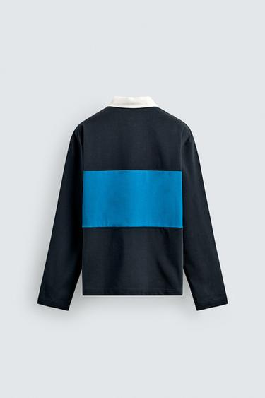 REGULAR FIT COLOUR BLOCK POLO SHIRT - Blue by Zara - Image 10