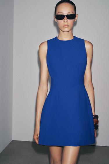 KORTE WIJDVALLENDE JURK ZW COLLECTION - Staalblauw van Zara