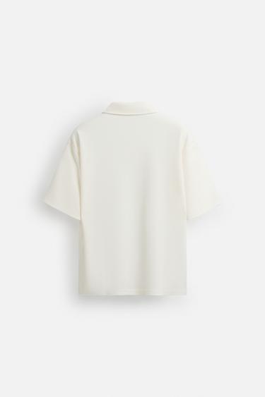TEXTURED CHECK POLO SHIRT - Oyster-white by Zara - Image 7