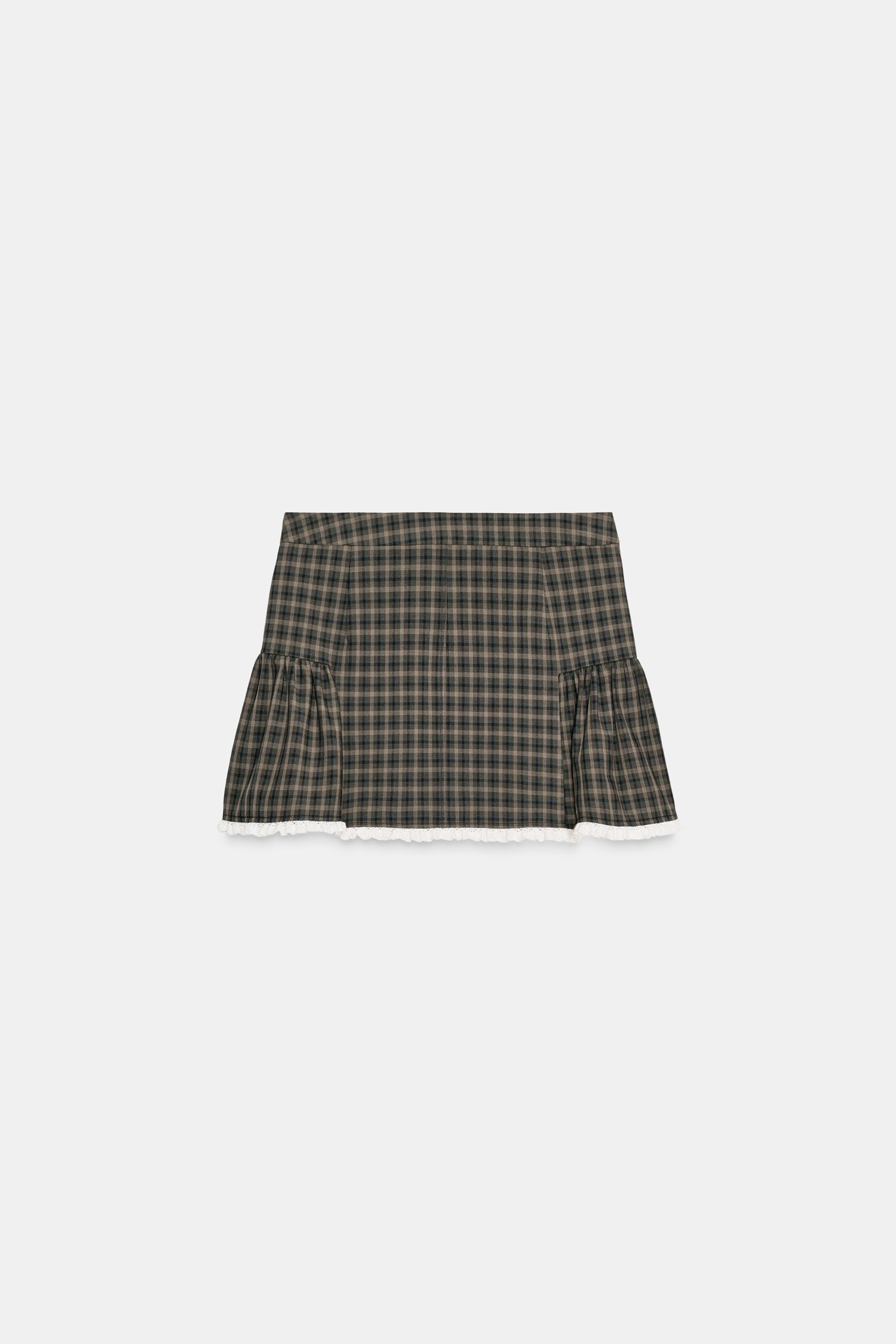 PLAID LACE MINI SKIRT