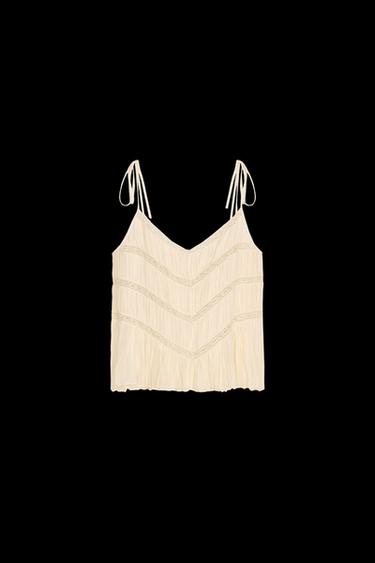 TOP MIT ZIERBAND ZW COLLECTION - Cremefarben von Zara - Bild 0