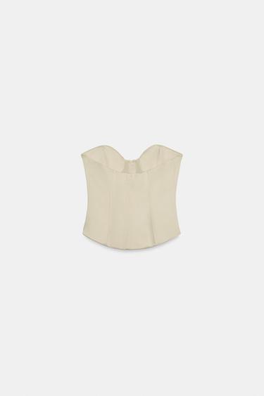 SATIN CORSETRY-INSPIRED BANDEAU TOP - Sand by Zara - Image 6