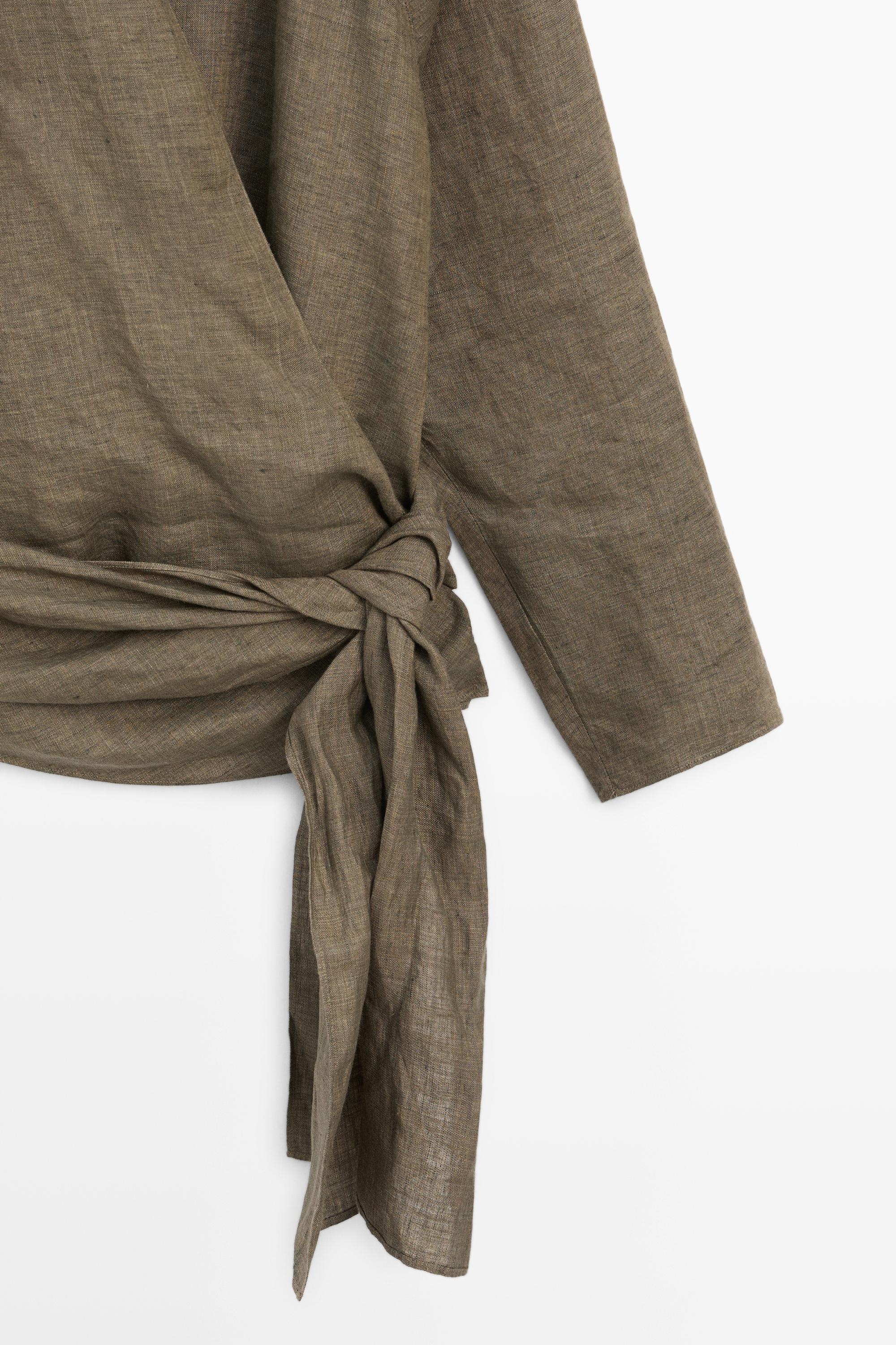 100% linen shirt with tie detail