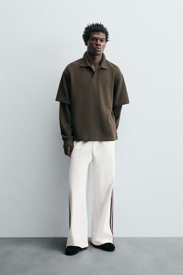 PANTALÓN JOGGER ESTRUCTURA BANDA - Crudo de Zara - Imagen 0