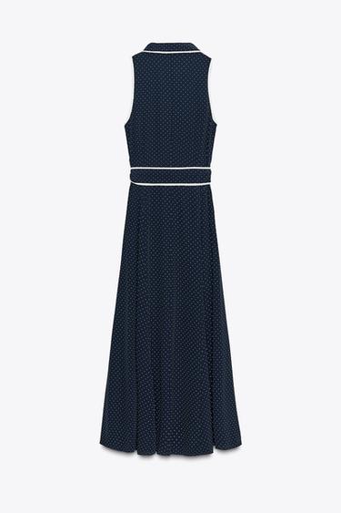 MIDI-KLEID MIT TÜPFCHENMUSTER - Weiß / Blau von Zara