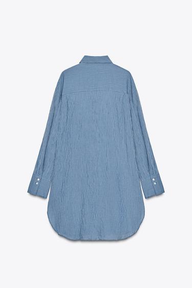 STRIPED LONG SLEEVE SHIRT ZW COLLECTION - Blue by Zara - Image 7