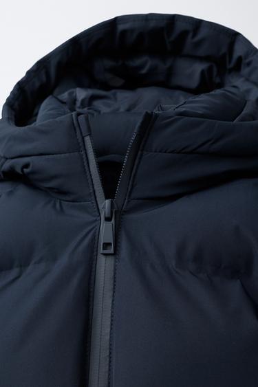 WATER-REPELLENT HOODED PADDED JACKET - Navy blue by Zara - Image 4