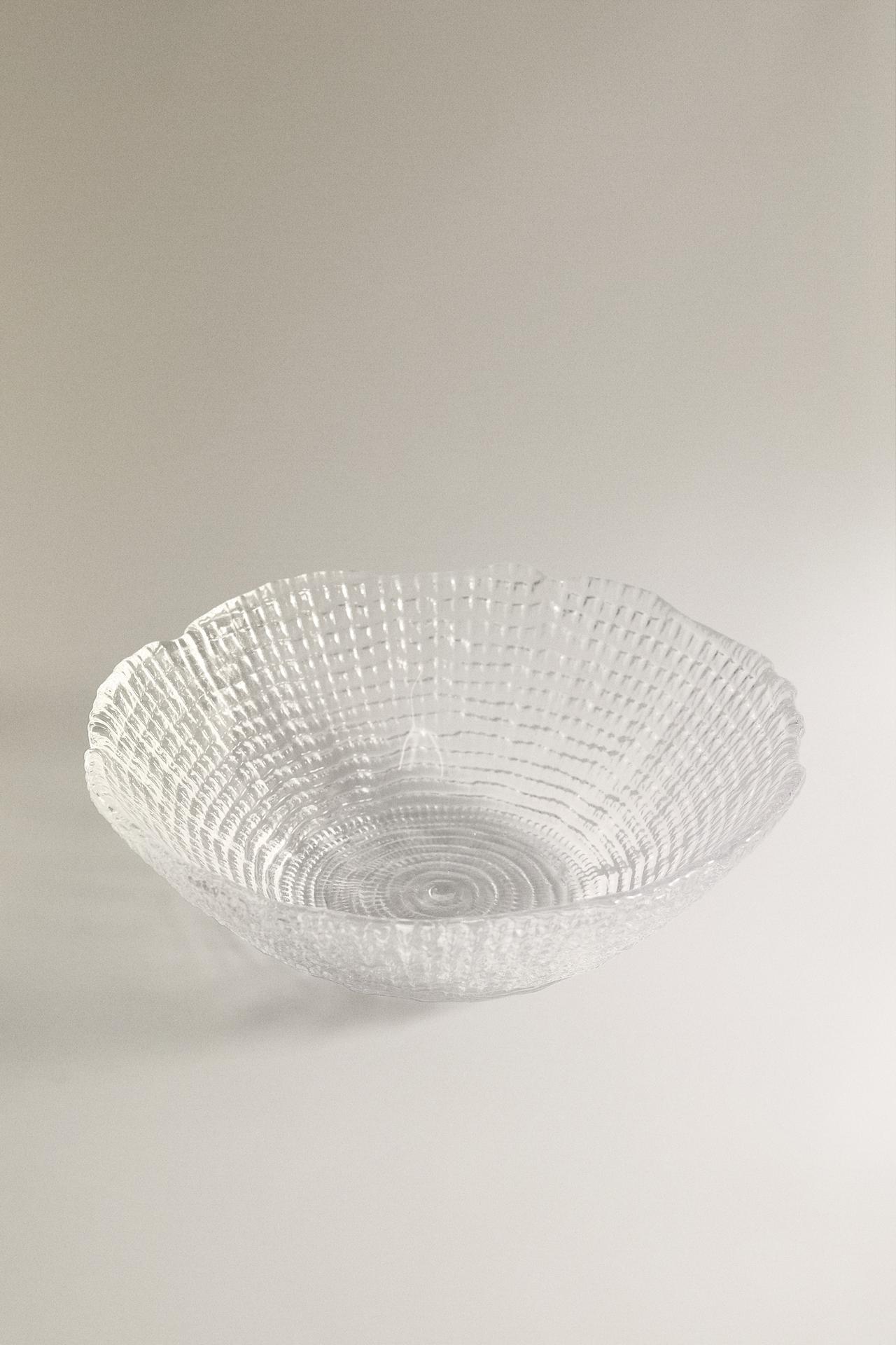 GLASS BOWL WITH RAISED DESIGN — Transparent