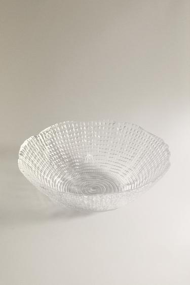 GLASS BOWL WITH RAISED DESIGN — Transparent 3