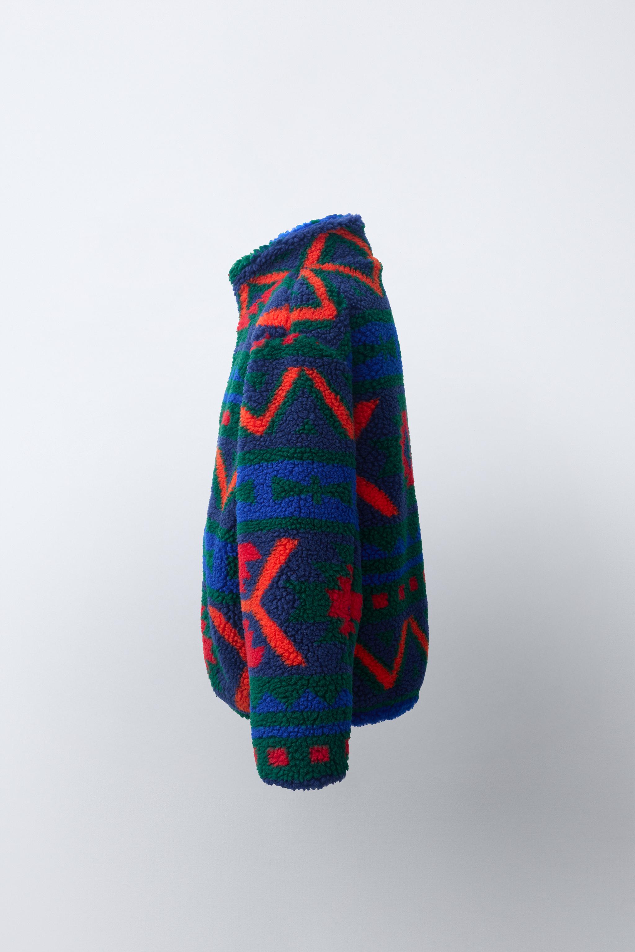 Детские куртки Zara GEOMETRIC PRINT FAUX SHEARLING JACKET — фото 3