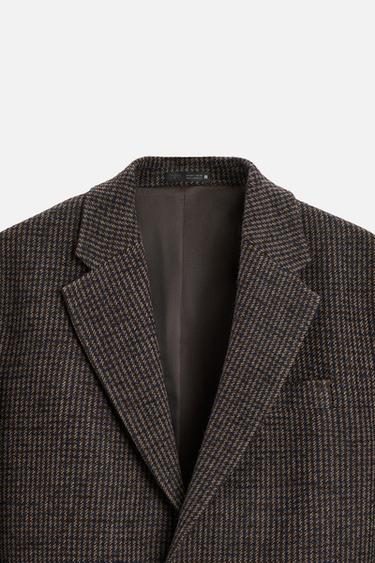 HOUNDSTOOTH BLAZER - Brown-Blue by Zara - Image 8