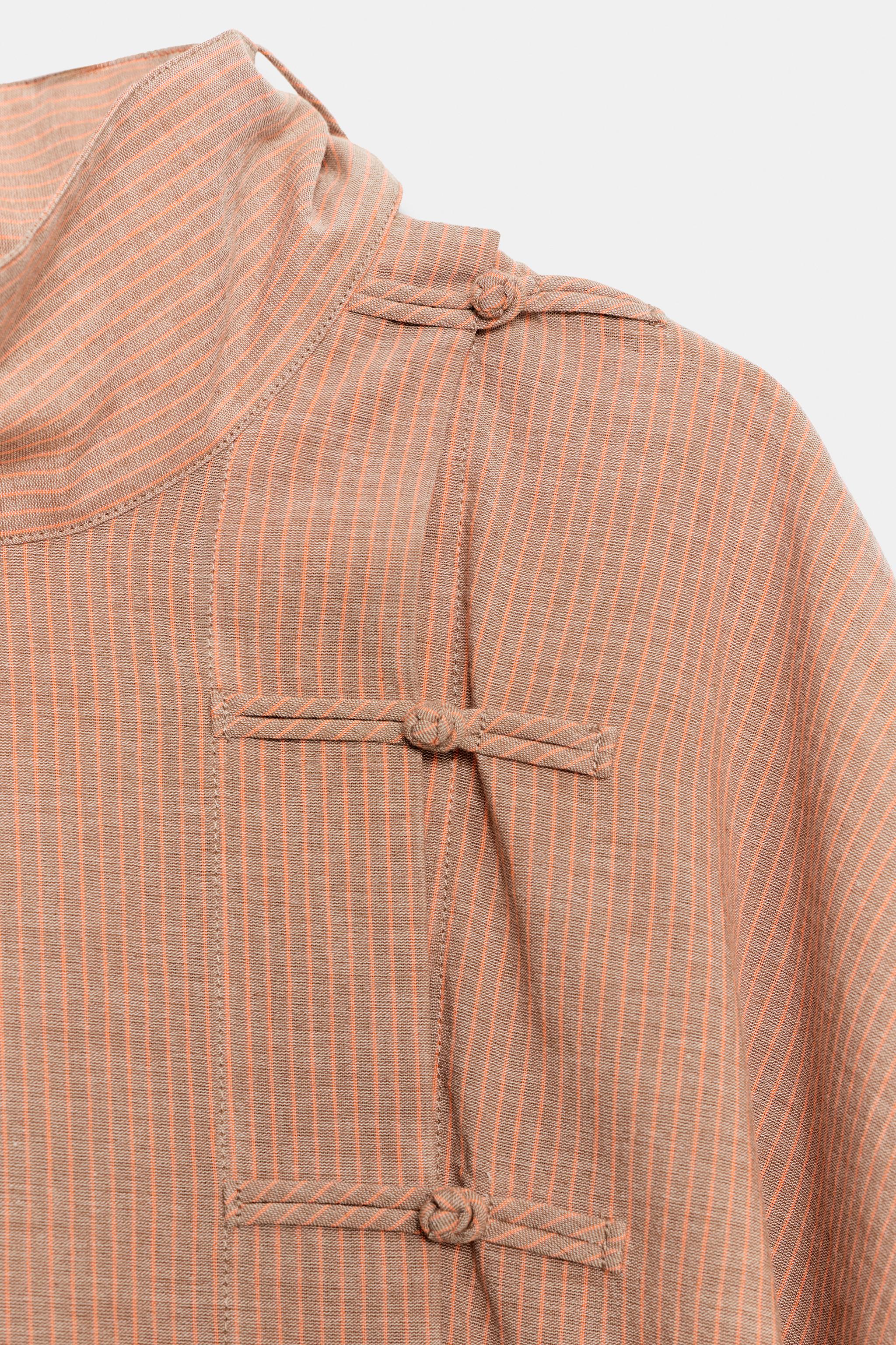 Женские рубашки Zara FROG FASTENING SHIRT ZW COLLECTION — фото 7