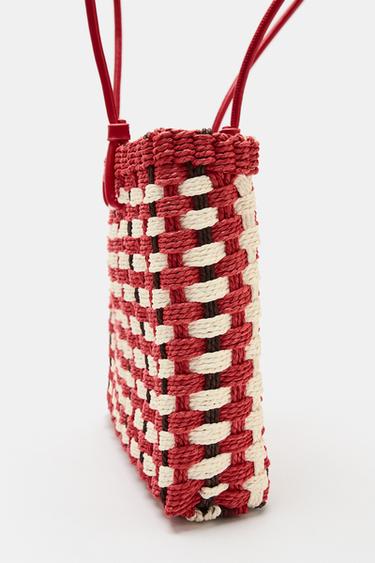 MINI SAC SHOPPER EFFET TRESSÉ - Rouge de Zara - Image 8