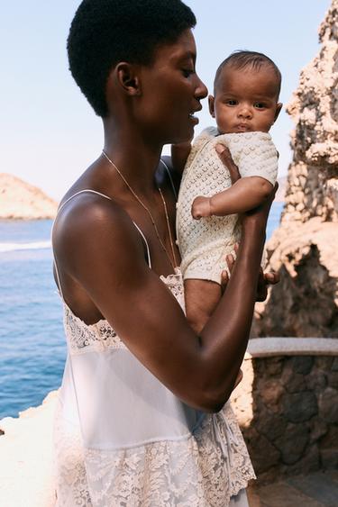 COTTON SILK KNIT PLAYSUIT - Ecru by Zara