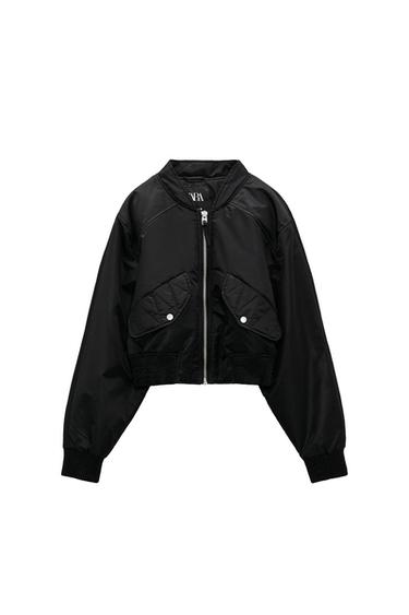 WATER-REPELLENT CROPPED BOMBER JACKET