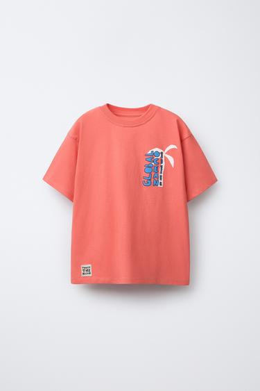 T-SHIRT MIT PALMENPRINT - Koralle von Zara - Bild 0