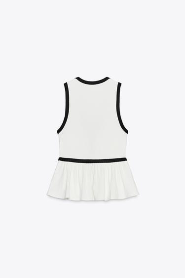TOP CÔTELÉ BOUTONS - Blanc / Noir de Zara - Image 4
