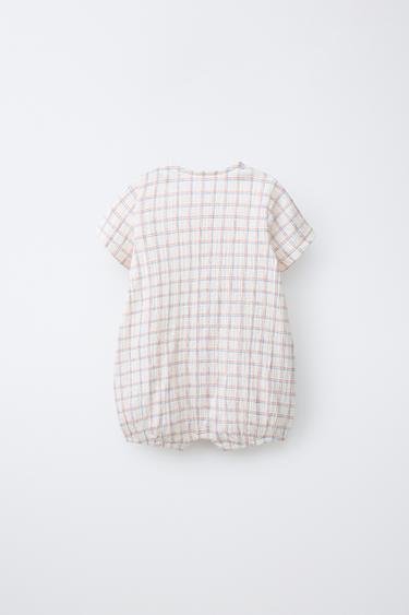 CHECK EMBROIDERED ROMPER - White by Zara - Image 1