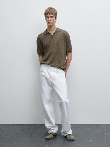 Zara Linen blend knit polo shirt - 764
