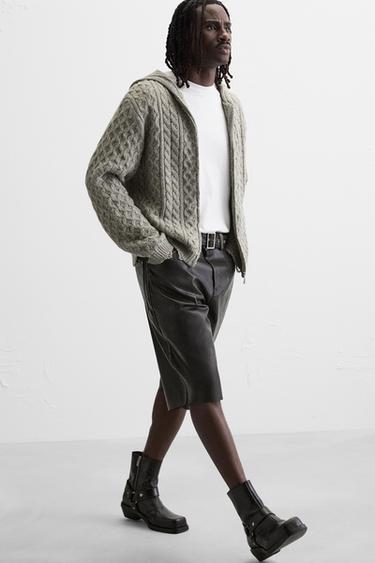 LEATHER-EFFECT BERMUDA SHORTS WITH BELT - Black / Brown by Zara - Image 5