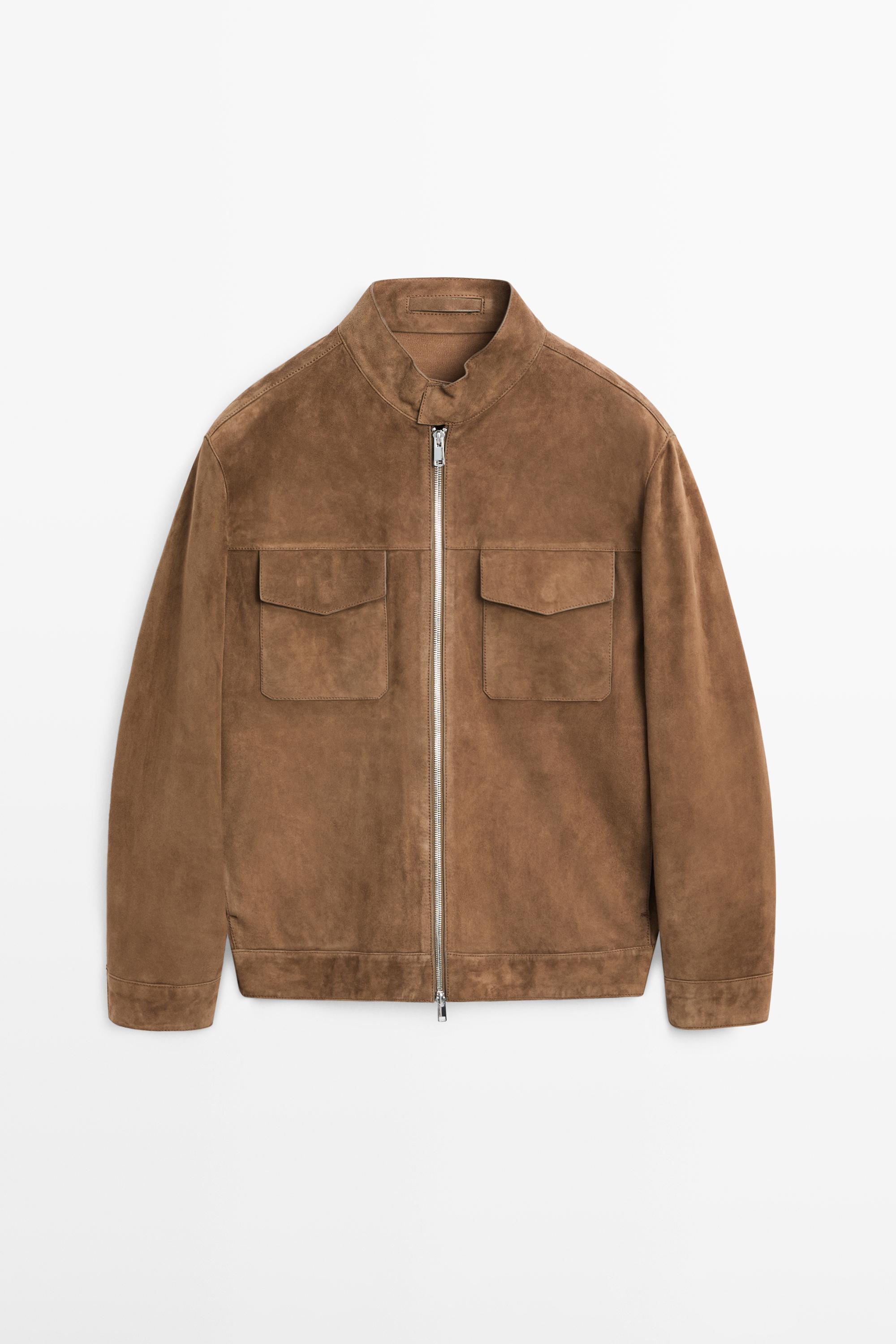 Blouson en cuir effet daim