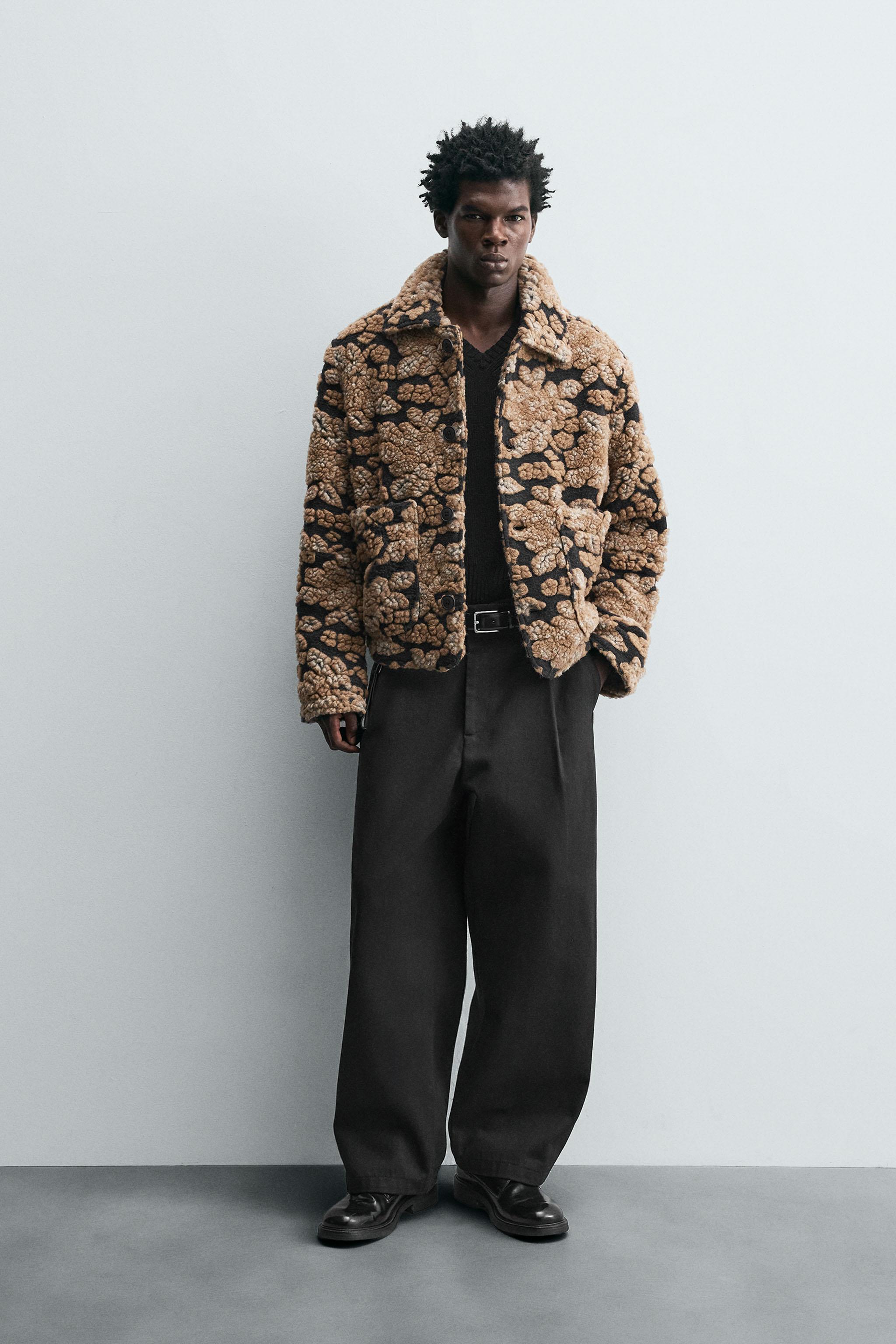 TEXTURED JACQUARD JACKET - Beige / Navy | ZARA South Africa