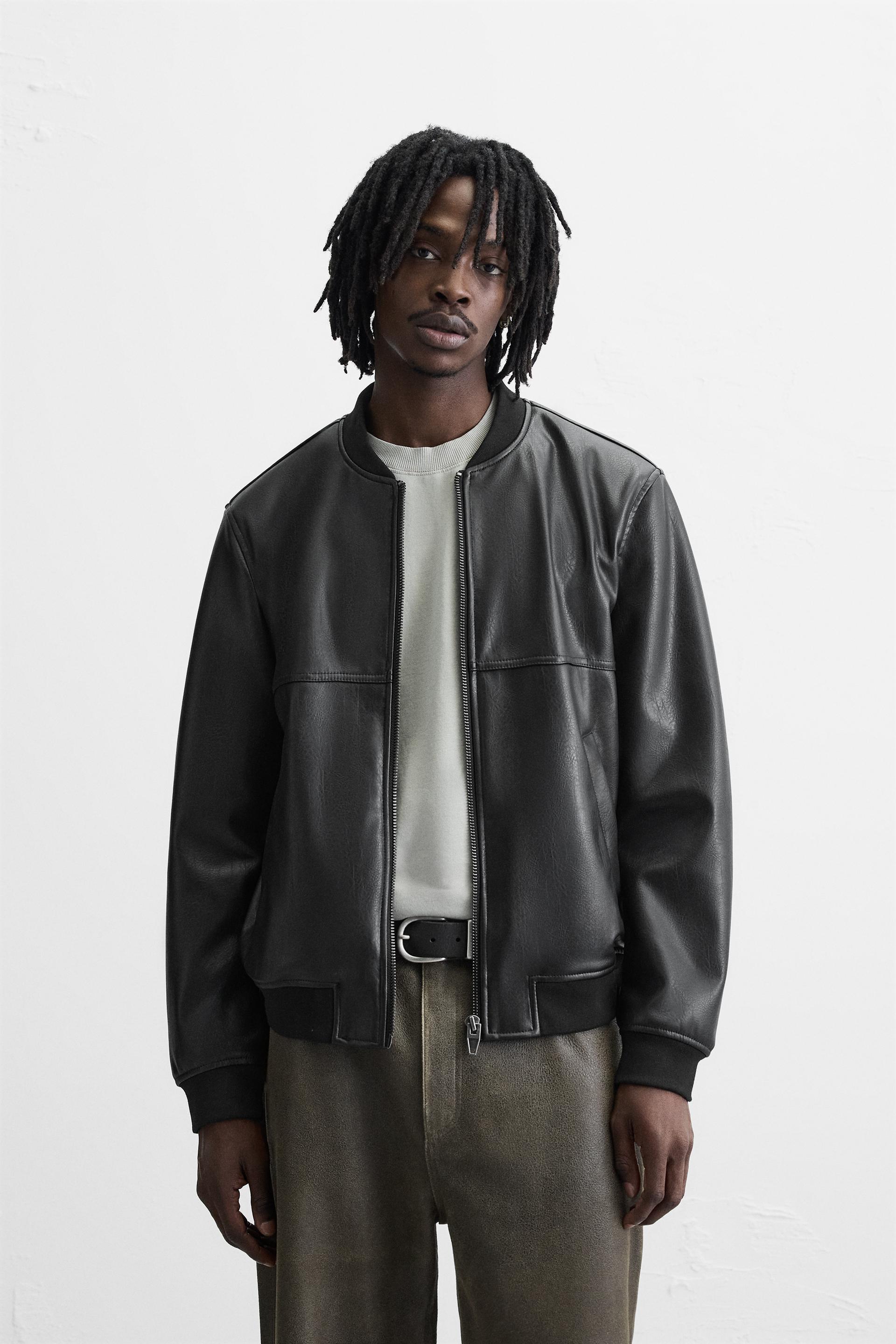 Faux Leather Bomber Jacket