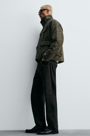 HERRINGBONE TEXTURED JACKET - Dark tan by Zara - Image 7