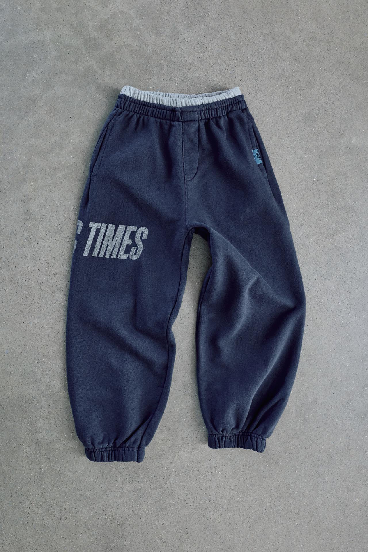 DOUBLE WAISTBAND TEXT JOGGER PANTS — Navy blue