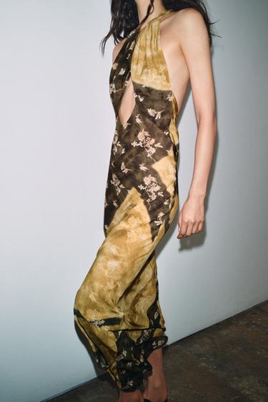 ROBE LONGUE IMPRIMÉE HALTER - Multicolore de Zara - Image 1