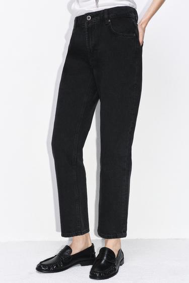 بنطلون جينز ZW COLLECTION CIGARETTE خصر متوسط - أسود الخاص بـ Zara