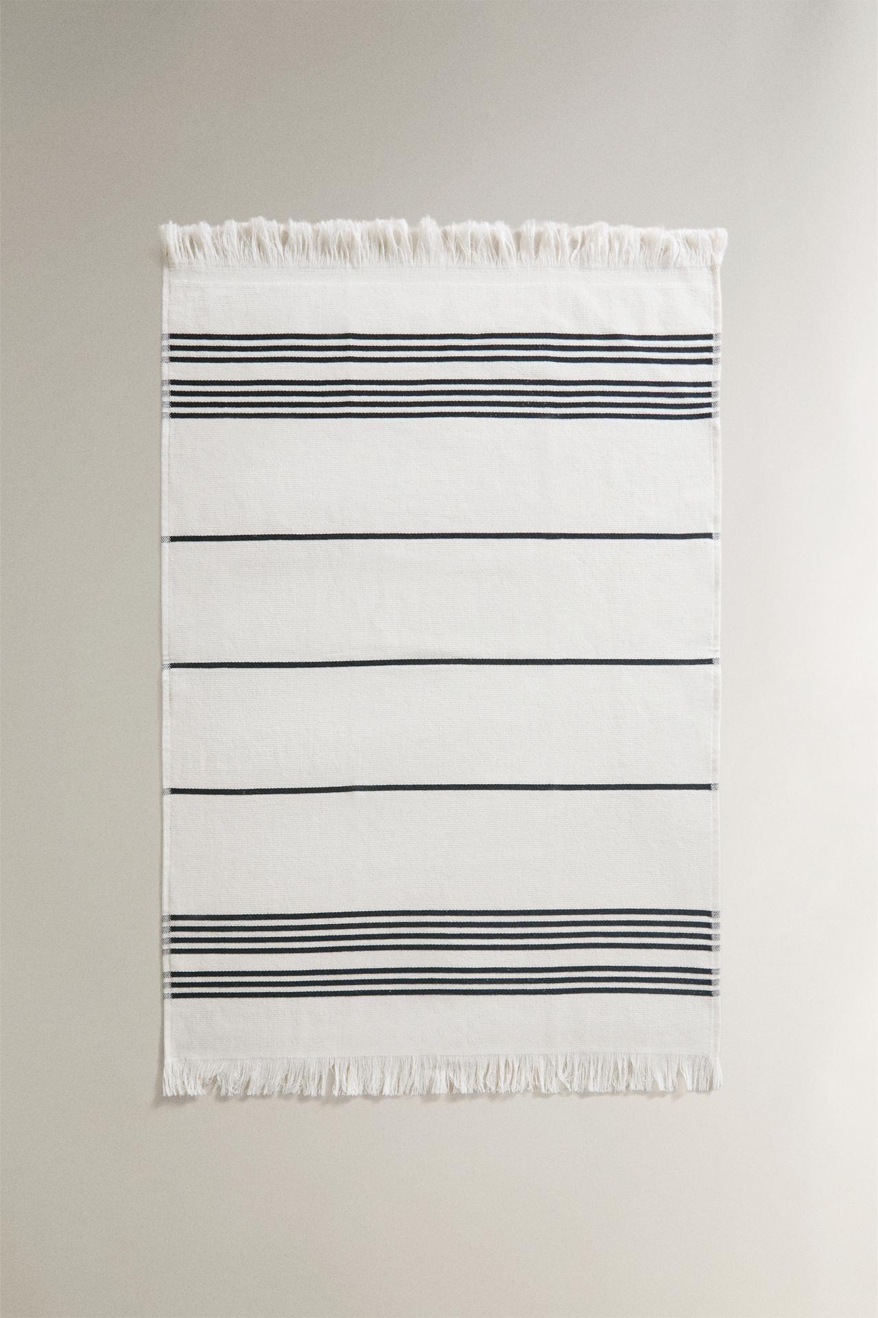 STRIPED COTTON TERRYCLOTH KITCHEN TOWEL — White