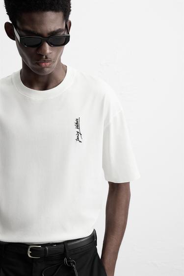 T-SHIRT BRODÉ NOTES - Blanc de Zara - Image 4