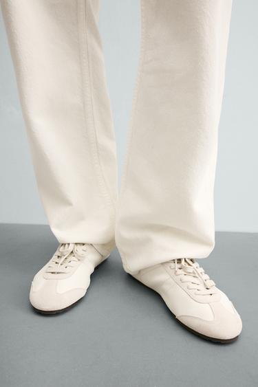 LEATHER TRAINERS - White by Zara - Image 2